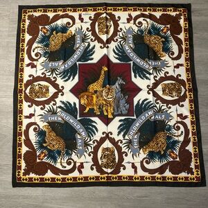 HERMES PARIS Wild Animal African Print Silk Scarf